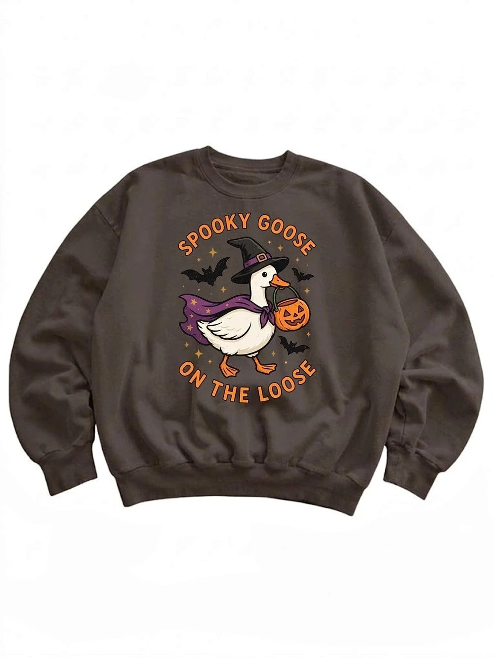 Gildan Spooky Goose Graphic Sweatshirt in Brown